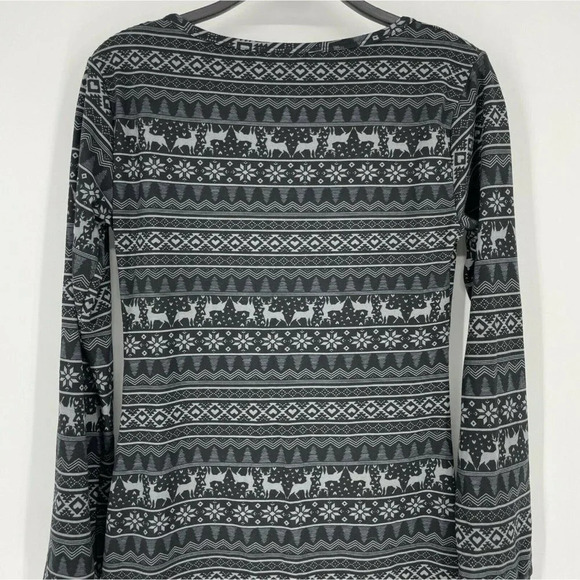 YADO One Piece Unionsuit Women's Sz S Gray Black Geometric V Neck Reindeer Soft - Picture 6 of 7